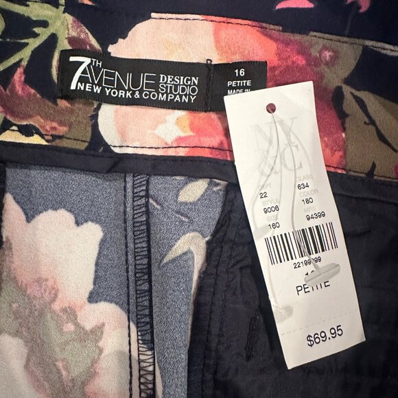 NY&C WOMENS FLORAL WIDE LEG PANTS SIZE 16 PETITE 7TH AVENUE NEW - Picture 8 of 11